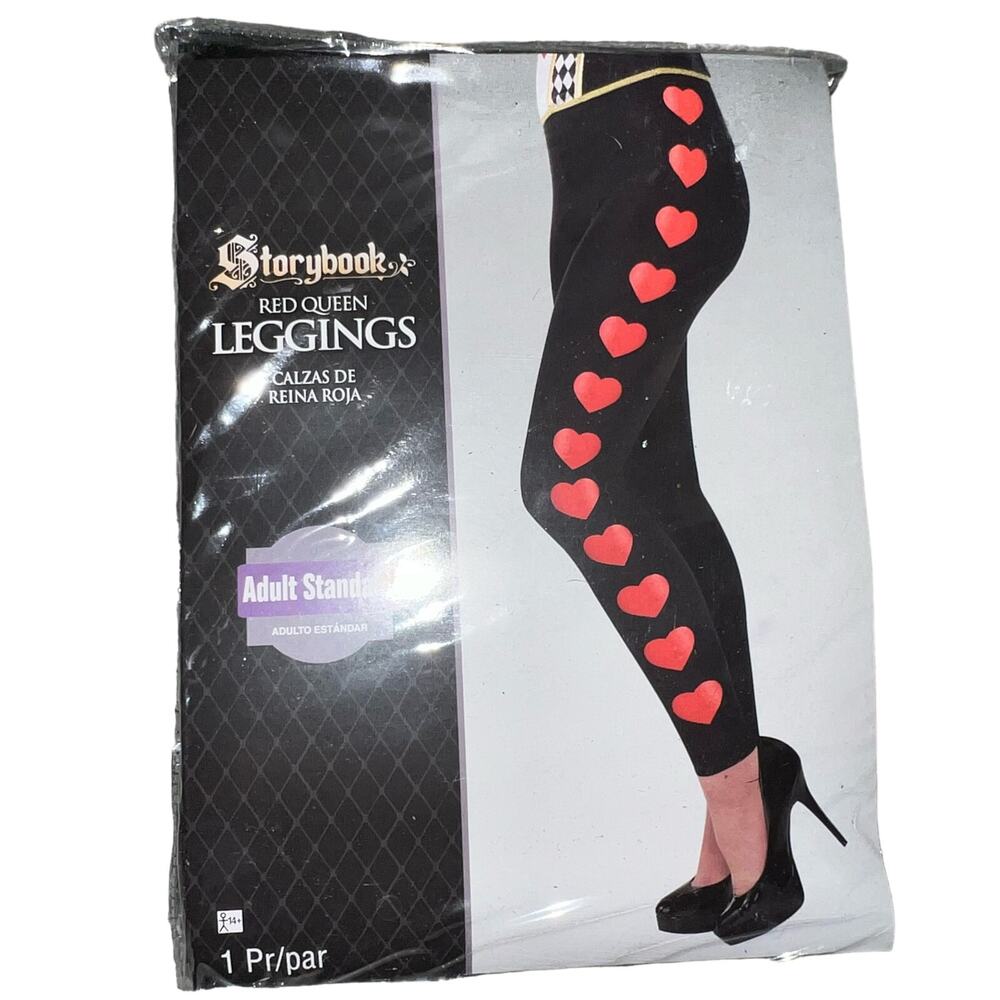 Storybook Red queen of hearts adult costume heart leggings standard size up to 8